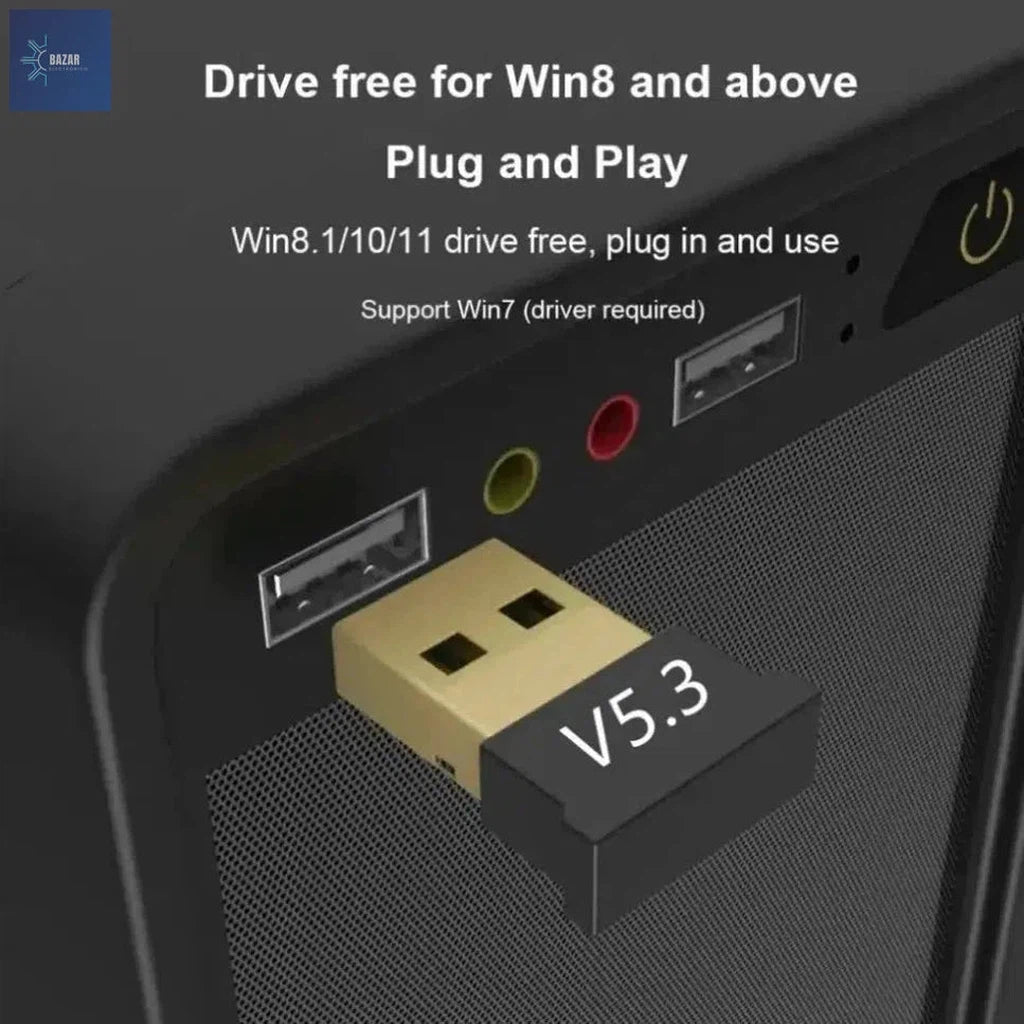 Adaptador USB Bluetooth 5.3: Conectividad Inalámbrica Rápida y Estable para PC y Portátiles-BAZAR ELECTRONICO-BAZAR ELECTRONICO