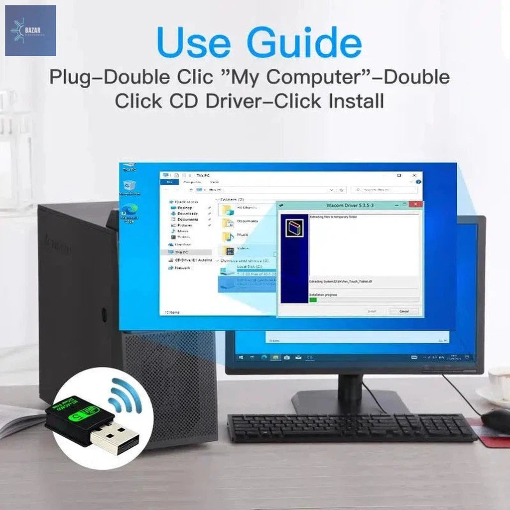 Adaptador USB WiFi y Bluetooth 2 en 1: Conexión Inalámbrica de Alta Velocidad y Emparejamiento Fácil-BAZAR ELECTRONICO-BAZAR ELECTRONICO