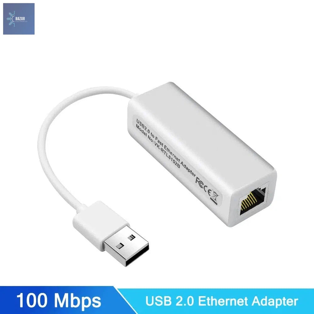 Adaptador USB a Ethernet de 1000Mbps: Conexión de Alta Velocidad y Estabilidad para PCs y MacBooks-BAZAR ELECTRONICO-100M USB to RJ45-BAZAR ELECTRONICO