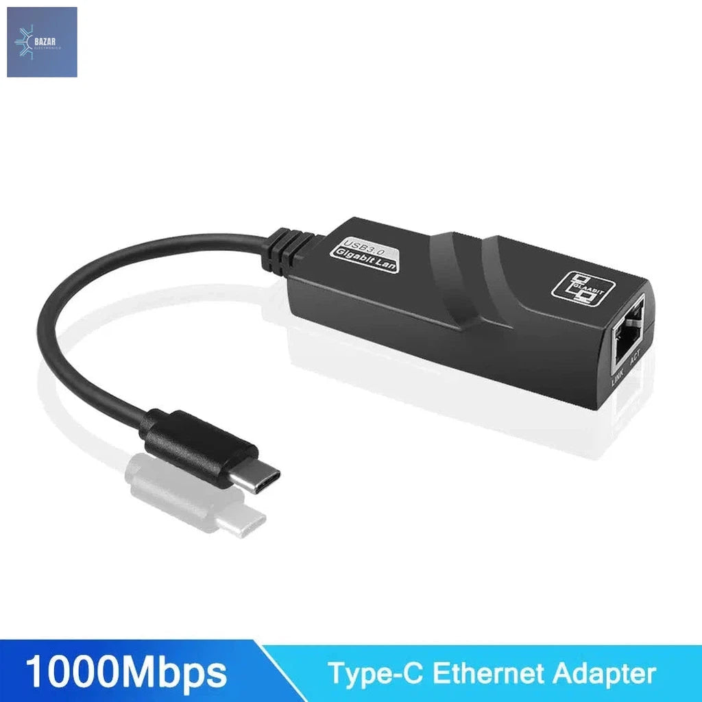 Adaptador USB a Ethernet de 1000Mbps: Conexión de Alta Velocidad y Estabilidad para PCs y MacBooks-BAZAR ELECTRONICO-1000M Type-C to RJ45-BAZAR ELECTRONICO