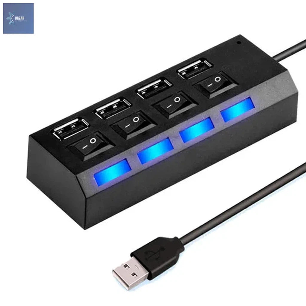 Adaptador USB de Alta Velocidad con 4/7 Puertos | Expande Conectividad con Control LED Individual-BAZAR ELECTRONICO-BAZAR ELECTRONICO