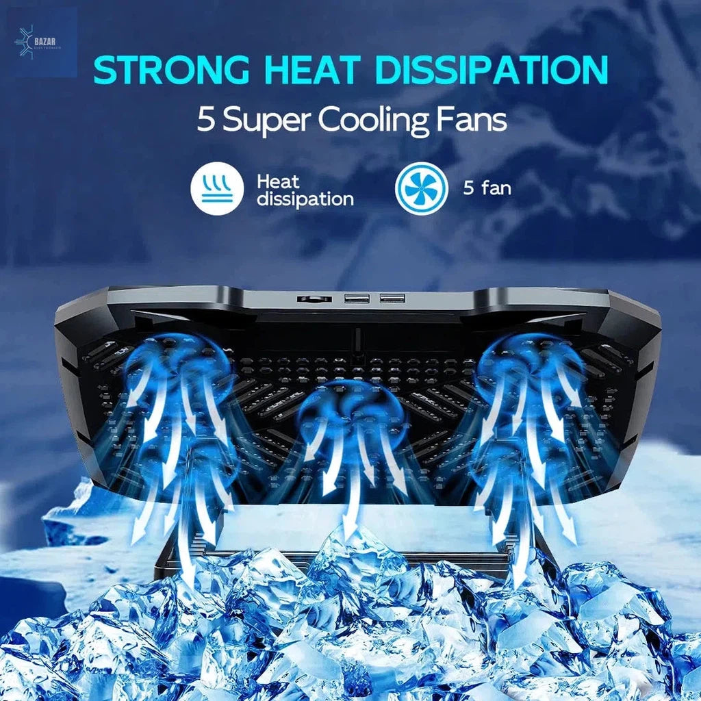 Almohadilla de Refrigeración COOLCOOLD: Soporte Silencioso y Eficiente para Laptops de 12-17 Pulgadas con Ángulo Ajustable-BAZAR ELECTRONICO-Black-BAZAR ELECTRONICO