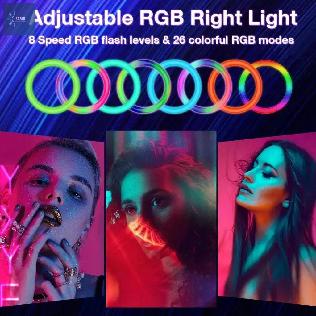 Anillo de Luz RGB LED para Fotografía y Vídeos: Ilumina tus Creaciones con Control Remoto y Brillo Ajustable-BAZAR ELECTRONICO-BAZAR ELECTRONICO