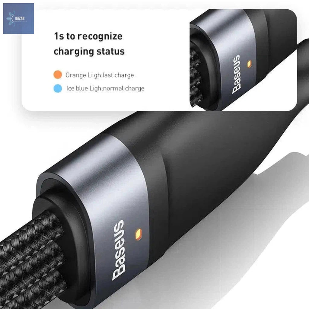 Baseus Cable USB Tipo C 3 en 1: Carga Rápida de 100W para iPhone, MacBook, Samsung y Xiaomi-BAZAR ELECTRONICO-BAZAR ELECTRONICO