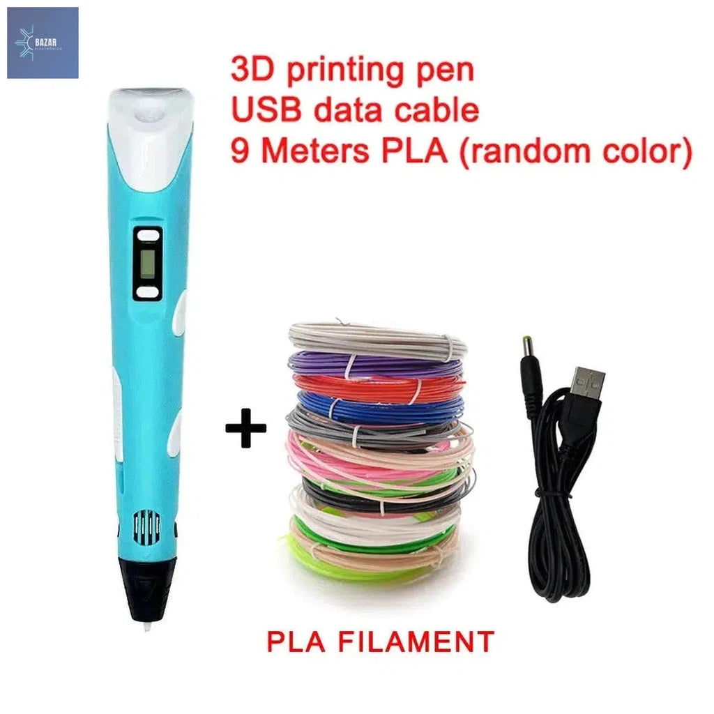 Bolígrafo de Impresión 3D USB para Niños | Creatividad con Filamento PLA Ecológico y Seguro-BAZAR ELECTRONICO-9 Meter-PLA consumables-blue 9M PLA-BAZAR ELECTRONICO