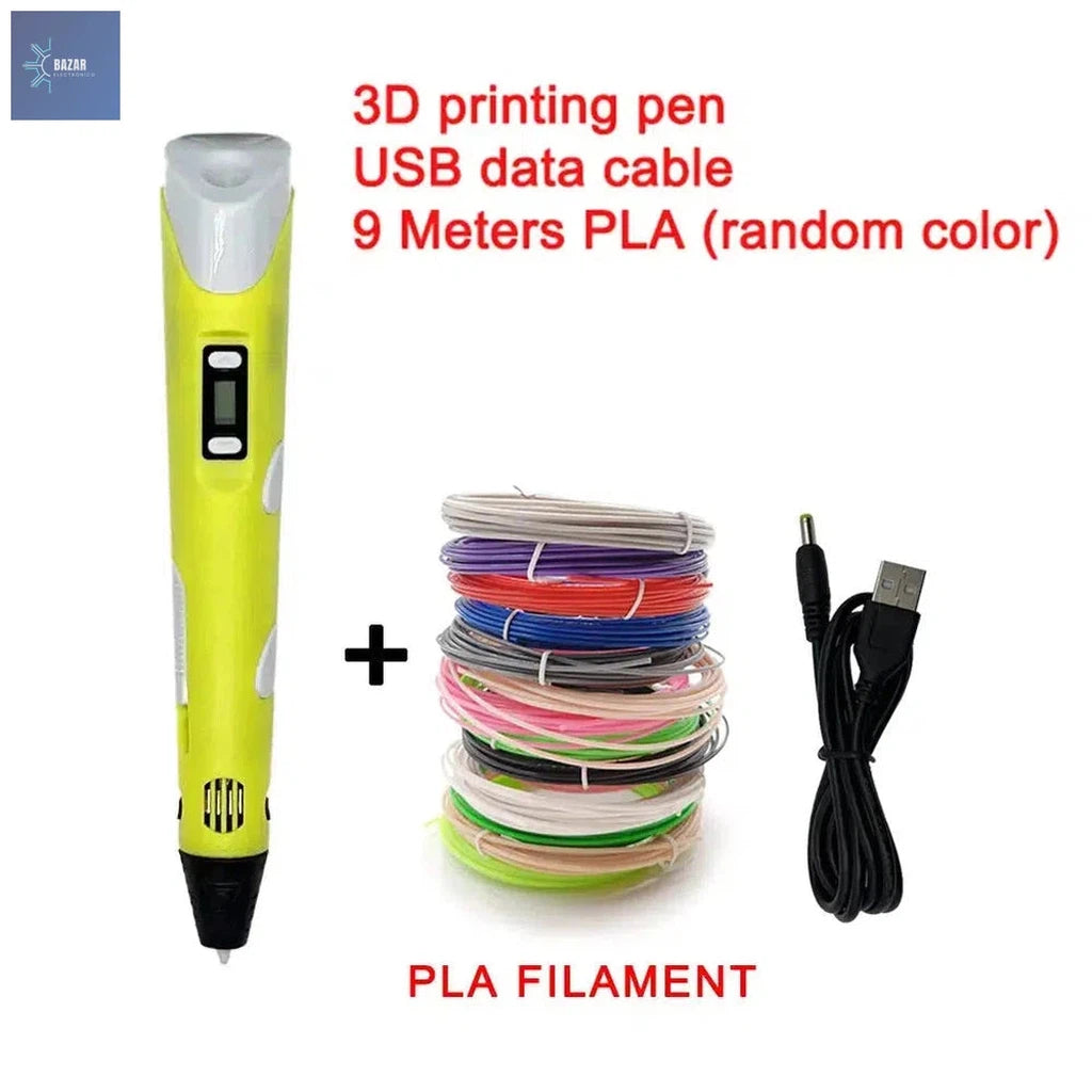 Bolígrafo de Impresión 3D USB para Niños | Creatividad con Filamento PLA Ecológico y Seguro-BAZAR ELECTRONICO-9 Meter-PLA consumables-yellow 9M PLA-BAZAR ELECTRONICO