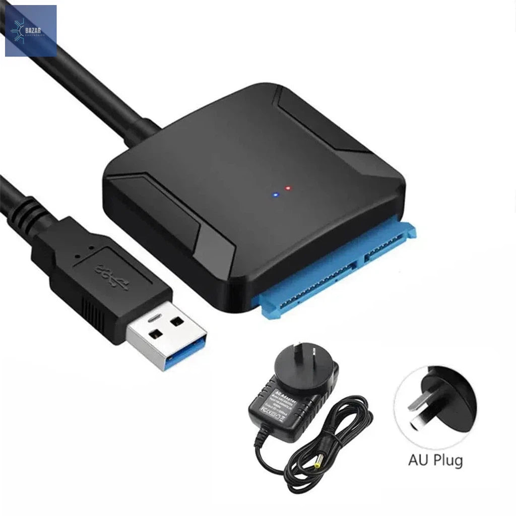 Cable Adaptador SATA a USB 3.0 con UASP | Transferencias Rápidas y Compatibilidad con SSD/HDD-BAZAR ELECTRONICO-With AU Plug-BAZAR ELECTRONICO