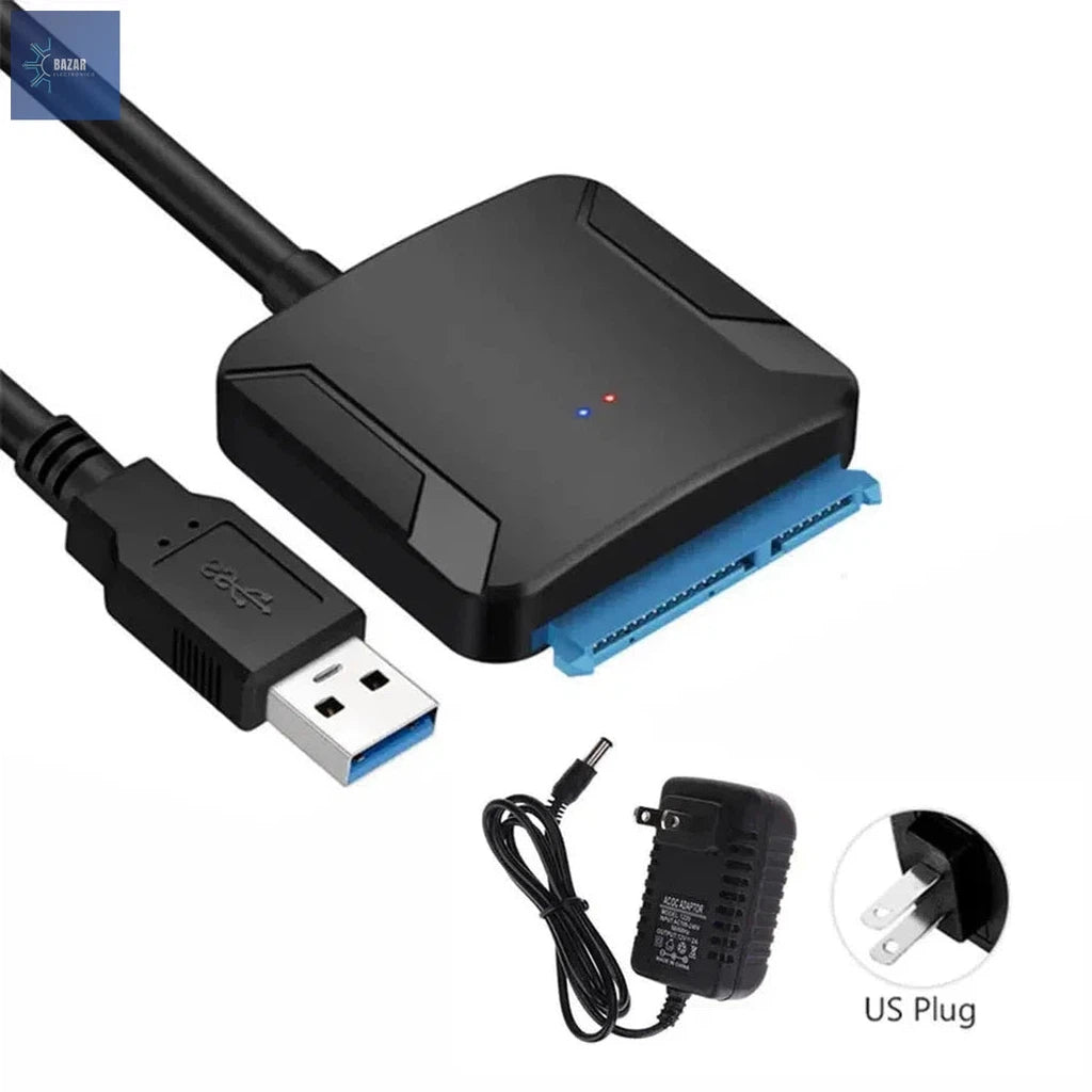 Cable Adaptador SATA a USB 3.0 con UASP | Transferencias Rápidas y Compatibilidad con SSD/HDD-BAZAR ELECTRONICO-With US Plug-BAZAR ELECTRONICO