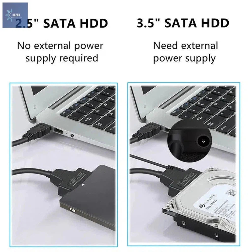 Cable Adaptador SATA a USB 3.0 con UASP | Transferencias Rápidas y Compatibilidad con SSD/HDD-BAZAR ELECTRONICO-BAZAR ELECTRONICO