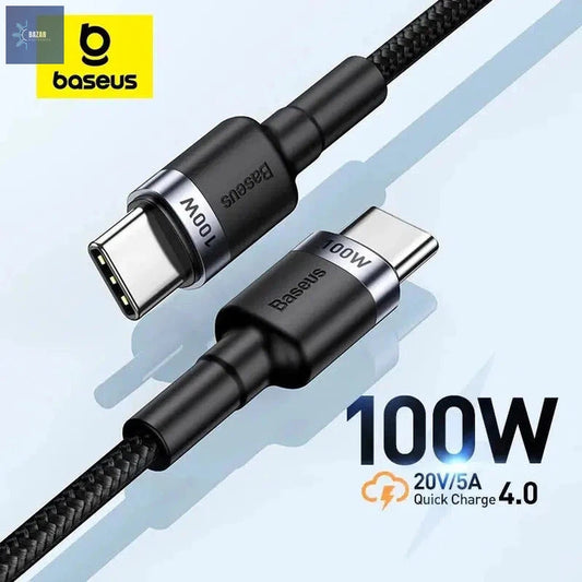 Cable Baseus USB Tipo C a USB C: Carga Rápida de 100W para iPhone 15, MacBook y Más-BAZAR ELECTRONICO-BAZAR ELECTRONICO