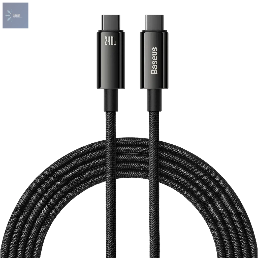 Cable de Carga Superrápida Baseus PD: Potencia de 240W para iPhone 15 Pro Max y Transferencia de Datos Eficiente-BAZAR ELECTRONICO-240W-2m-BAZAR ELECTRONICO