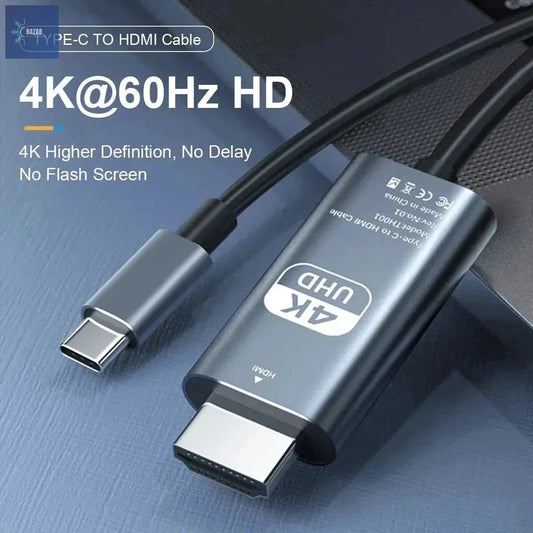 Cable de Video 4K 60Hz de 2 Metros Proyección de Pantalla Ultra Nítida para TV y Ordenador, Diseño Duradero y Resistente-BAZAR ELECTRONICO-grey-BAZAR ELECTRONICO