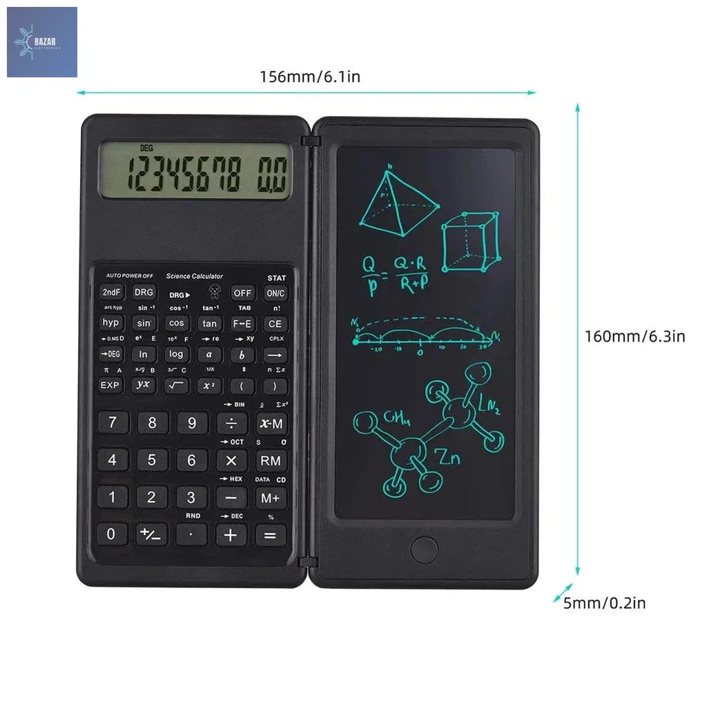 Calculadora Científica Plegable con Tableta de Escritura | Herramienta 2 en 1 para Cálculos y Notas-BAZAR ELECTRONICO-Black-BAZAR ELECTRONICO