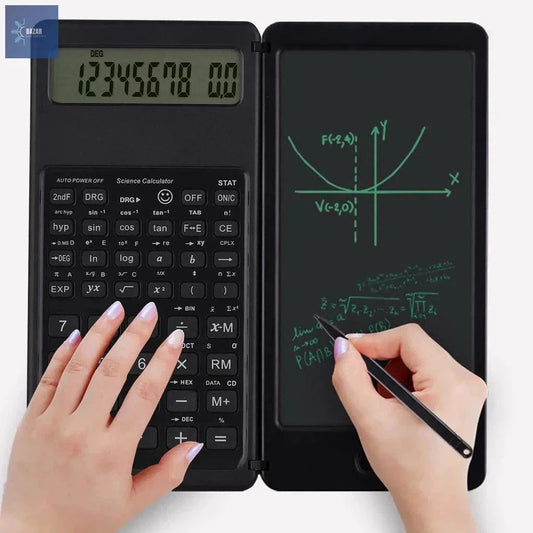 Calculadora Científica Plegable con Tableta de Escritura | Herramienta 2 en 1 para Cálculos y Notas-BAZAR ELECTRONICO-Black-BAZAR ELECTRONICO