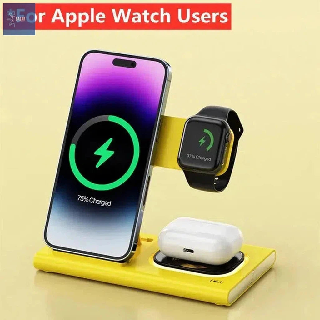 Cargador Inalámbrico 3 en 1 Carga Rápida para iPhone, Samsung, Galaxy Watch y Auriculares en un Solo Dispositivo-BAZAR ELECTRONICO-For Apple Watch-BAZAR ELECTRONICO