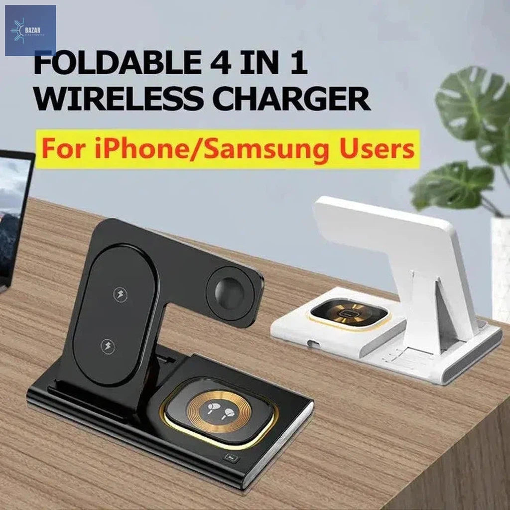 Cargador Inalámbrico 3 en 1 Carga Rápida para iPhone, Samsung, Galaxy Watch y Auriculares en un Solo Dispositivo-BAZAR ELECTRONICO-BAZAR ELECTRONICO