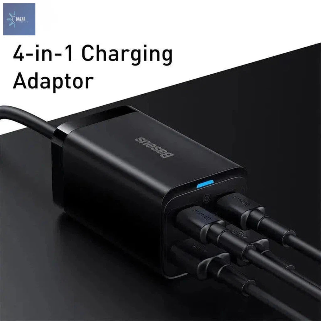 Cargador Rápido 4 en 1 Baseus de 65W: Carga Simultánea para iPhone 15, Laptops y Más-BAZAR ELECTRONICO-BAZAR ELECTRONICO