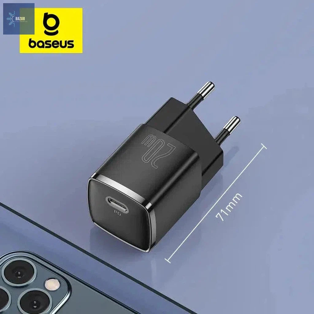 Cargador USB Tipo C Baseus de 20W: Carga Rápida y Compacta para iPhone 15, 14, 13 y Más-BAZAR ELECTRONICO-BAZAR ELECTRONICO