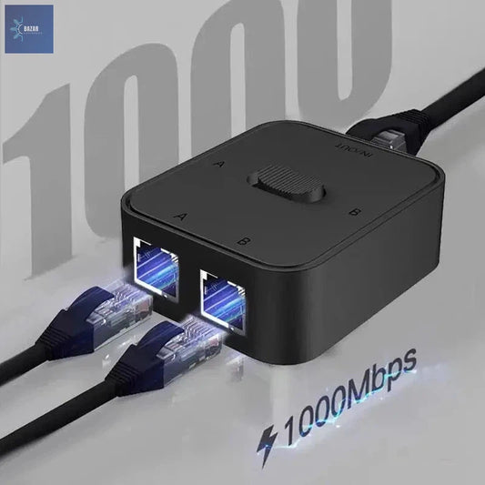 Conmutador de Red Gigabit RJ45 de 2 Puertos: Conexión Rápida y Eficiente para Hogar y Oficina-BAZAR ELECTRONICO-BAZAR ELECTRONICO