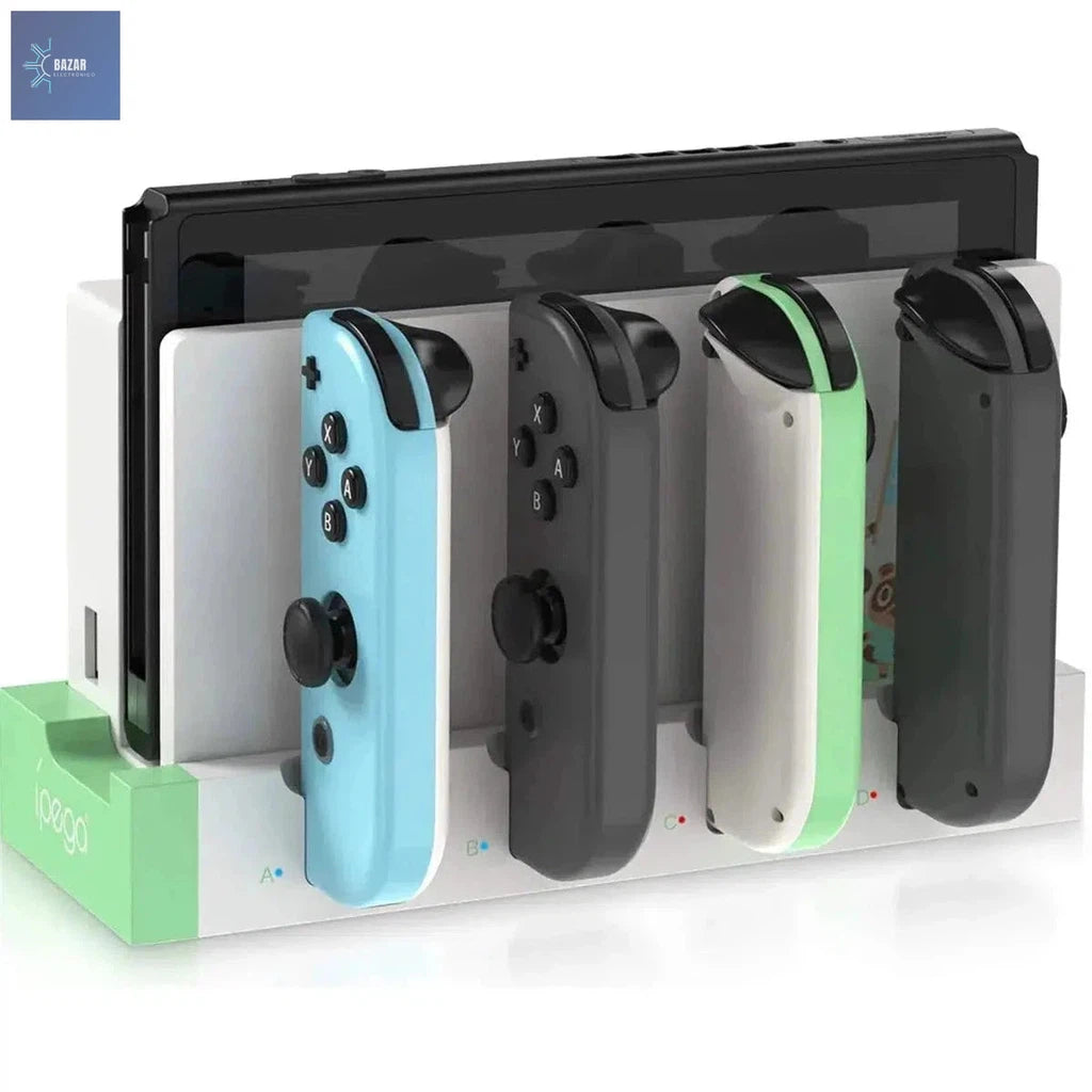 Estación de Carga IPEGA PG-9186: Carga Rápida para 4 Controladores Joy-Con de Nintendo Switch y OLED-BAZAR ELECTRONICO-green-BAZAR ELECTRONICO