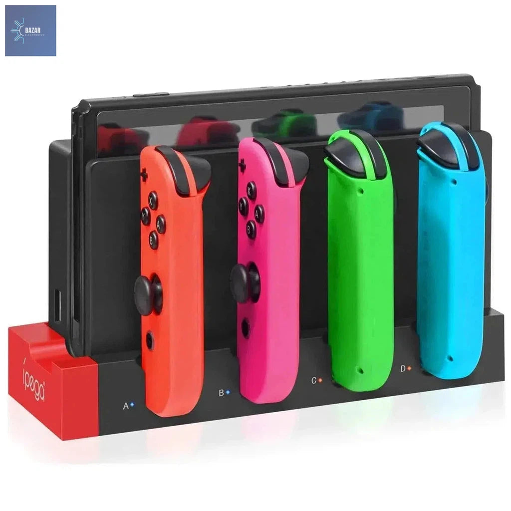 Estación de Carga IPEGA PG-9186: Carga Rápida para 4 Controladores Joy-Con de Nintendo Switch y OLED-BAZAR ELECTRONICO-Red-BAZAR ELECTRONICO