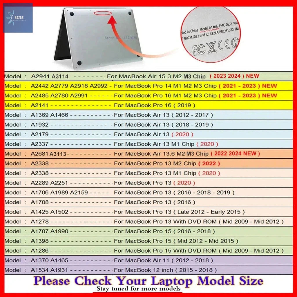 Funda Rígida Ultrafina para MacBook: Protección Ligera y Elegante para Modelos Pro y Air-BAZAR ELECTRONICO-BAZAR ELECTRONICO