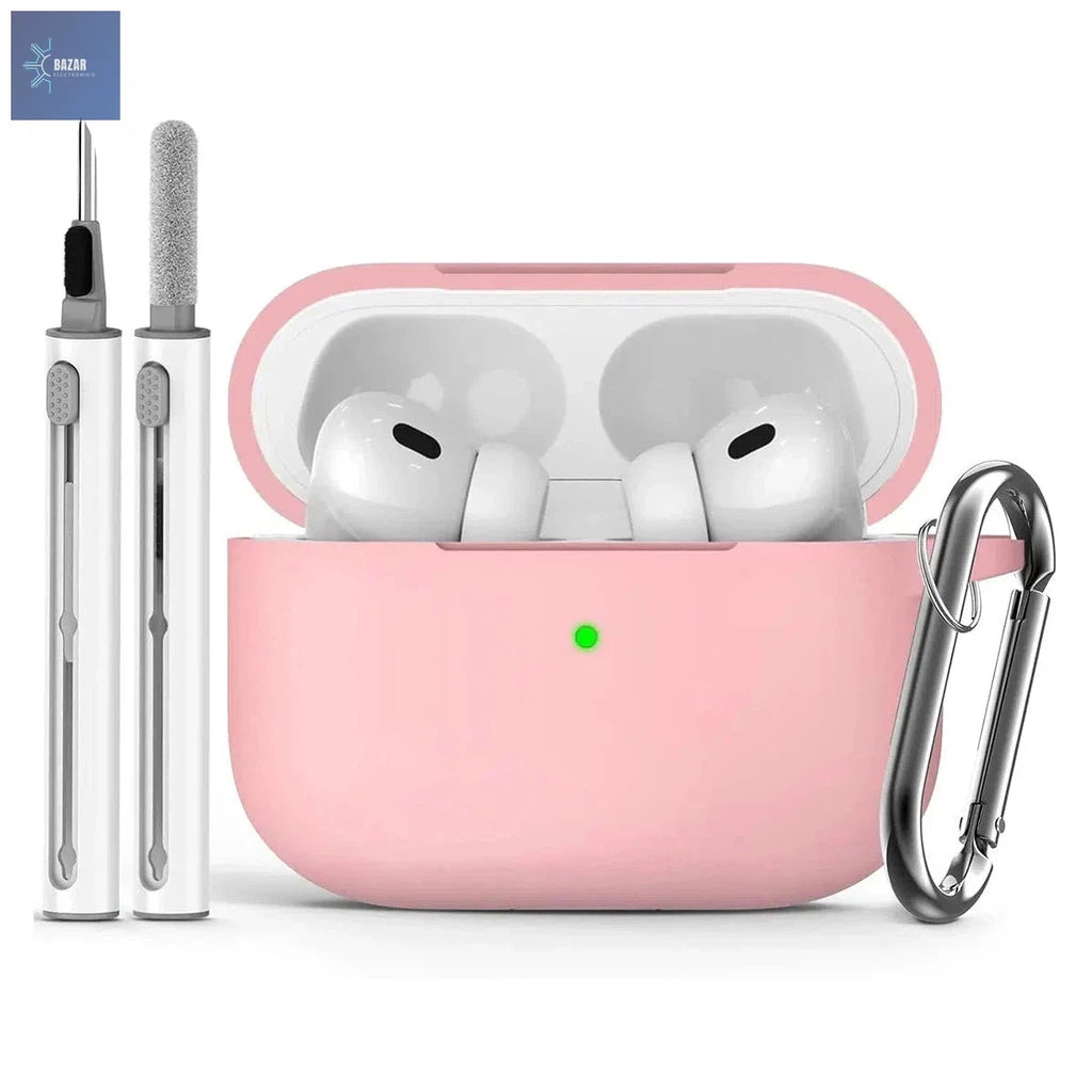 Funda de Silicona Suave para AirPods Pro (2ª Gen) con Kit de Limpieza: Protección Elegante y Mantenimiento Óptimo-BAZAR ELECTRONICO-pink-BAZAR ELECTRONICO