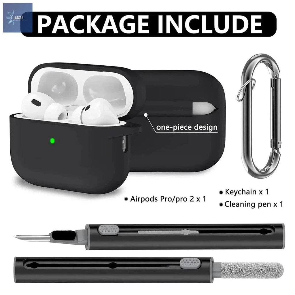 Funda de Silicona Suave para AirPods Pro (2ª Gen) con Kit de Limpieza: Protección Elegante y Mantenimiento Óptimo-BAZAR ELECTRONICO-BAZAR ELECTRONICO