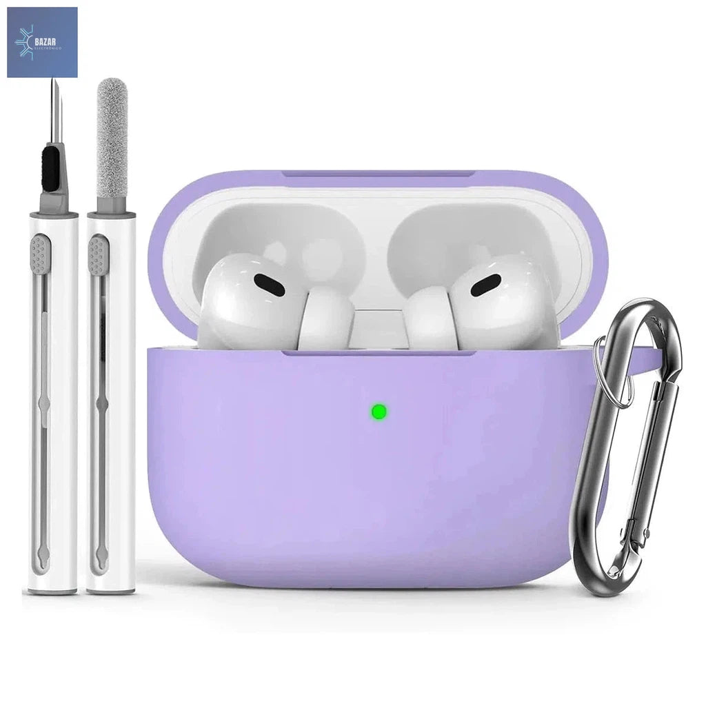 Funda de Silicona Suave para AirPods Pro (2ª Gen) con Kit de Limpieza: Protección Elegante y Mantenimiento Óptimo-BAZAR ELECTRONICO-purple-BAZAR ELECTRONICO