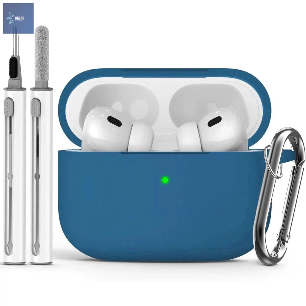 Funda de Silicona Suave para AirPods Pro (2ª Gen) con Kit de Limpieza: Protección Elegante y Mantenimiento Óptimo-BAZAR ELECTRONICO-lake blue-BAZAR ELECTRONICO