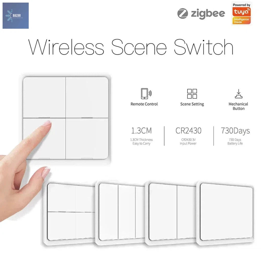 Interruptor Inalámbrico ZigBee MOES: Controla 12 Escenas Inteligentes con Integración Tuya-BAZAR ELECTRONICO-BAZAR ELECTRONICO