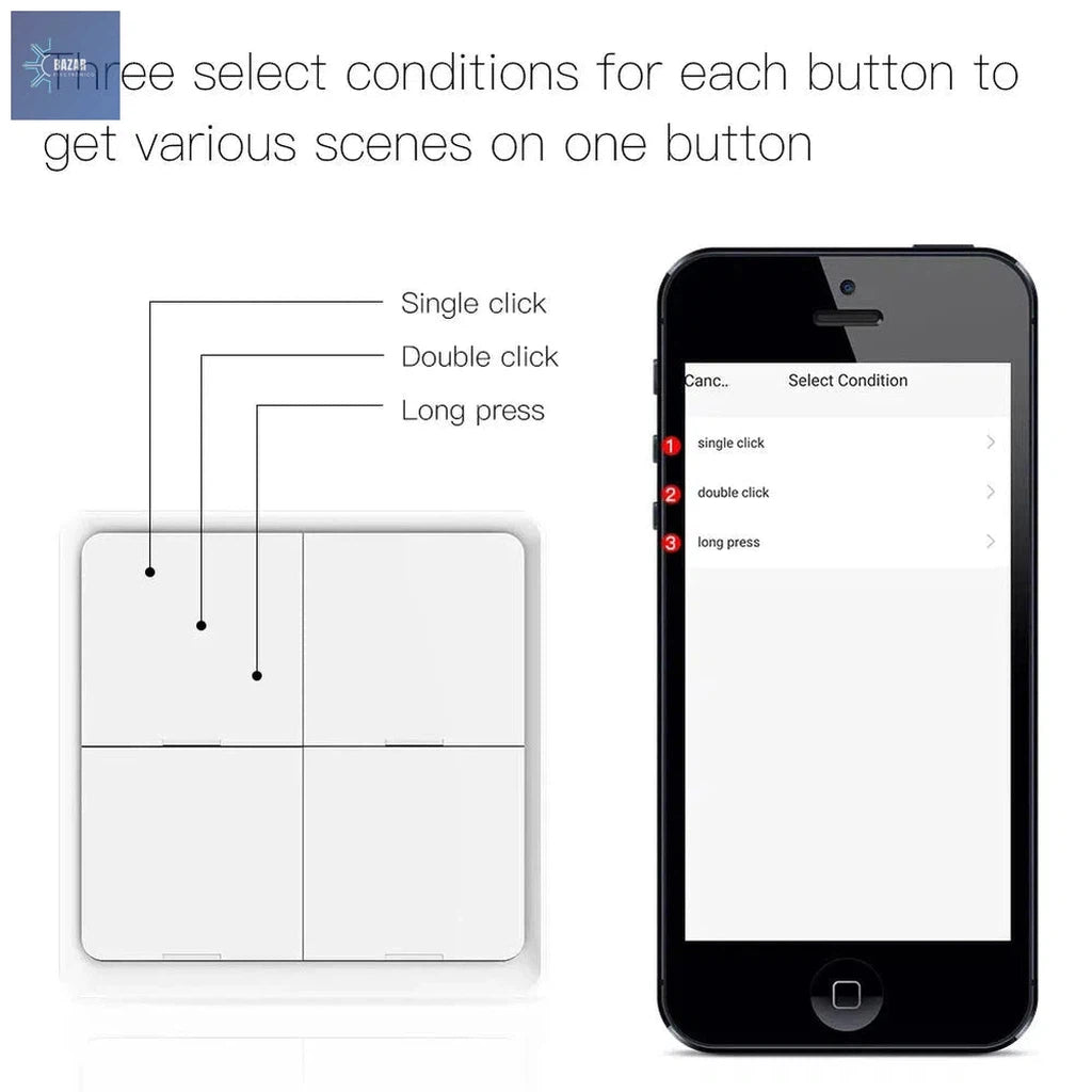 Interruptor Inalámbrico ZigBee MOES: Controla 12 Escenas Inteligentes con Integración Tuya-BAZAR ELECTRONICO-BAZAR ELECTRONICO