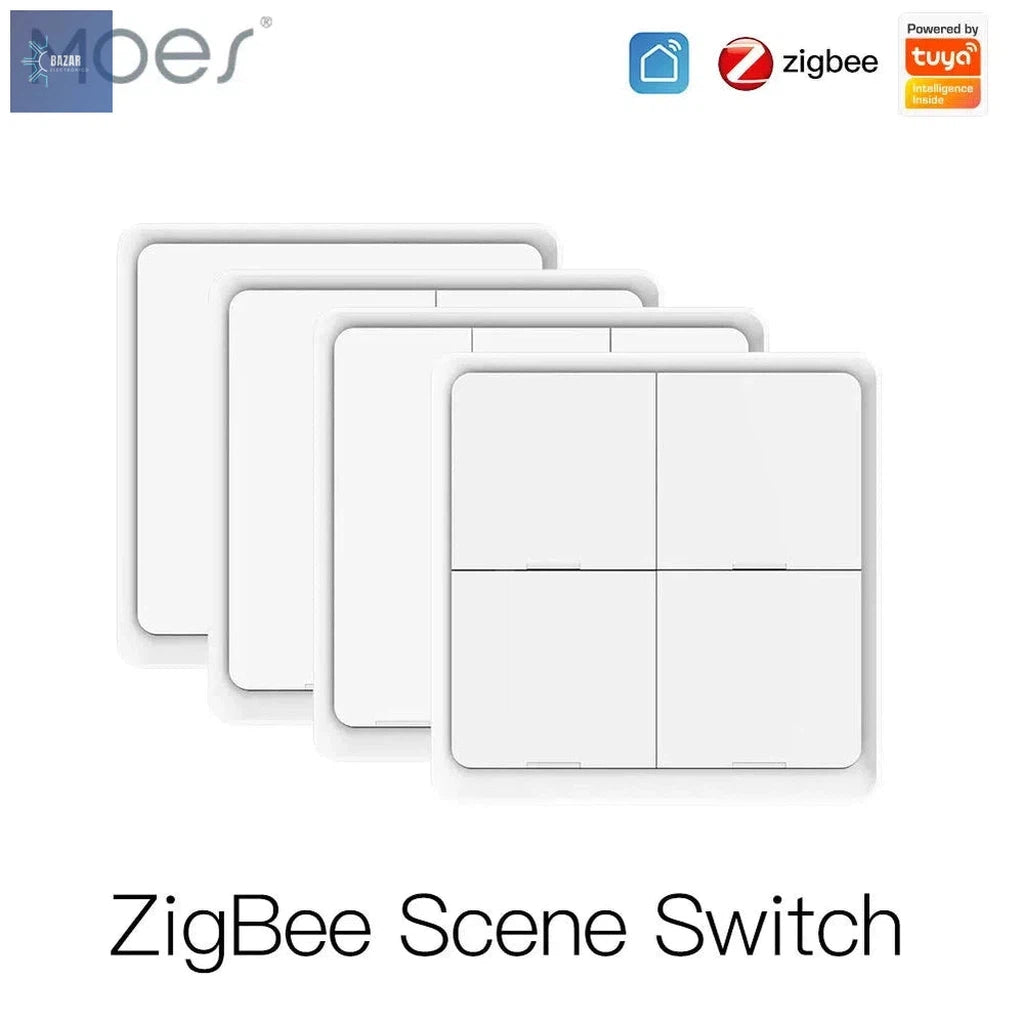 Interruptor Inalámbrico ZigBee MOES: Controla 12 Escenas Inteligentes con Integración Tuya-BAZAR ELECTRONICO-BAZAR ELECTRONICO