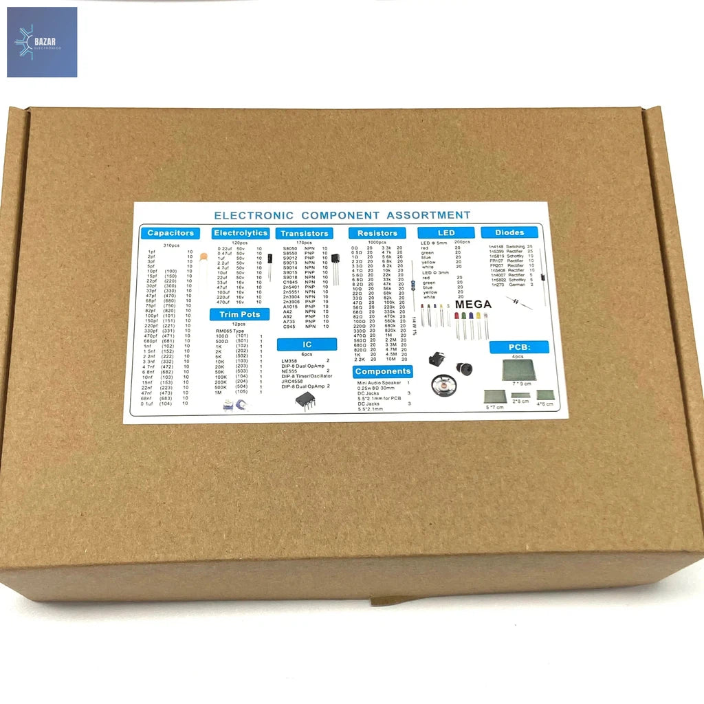 Kit Completo de Componentes Electrónicos – Resistencias, Condensadores, Transistores y LEDs para Proyectos DIY-BAZAR ELECTRONICO-BAZAR ELECTRONICO