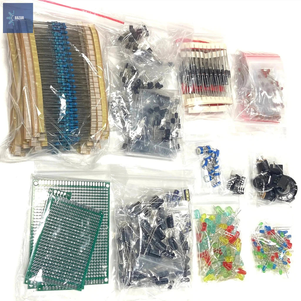 Kit Completo de Componentes Electrónicos – Resistencias, Condensadores, Transistores y LEDs para Proyectos DIY-BAZAR ELECTRONICO-BAZAR ELECTRONICO