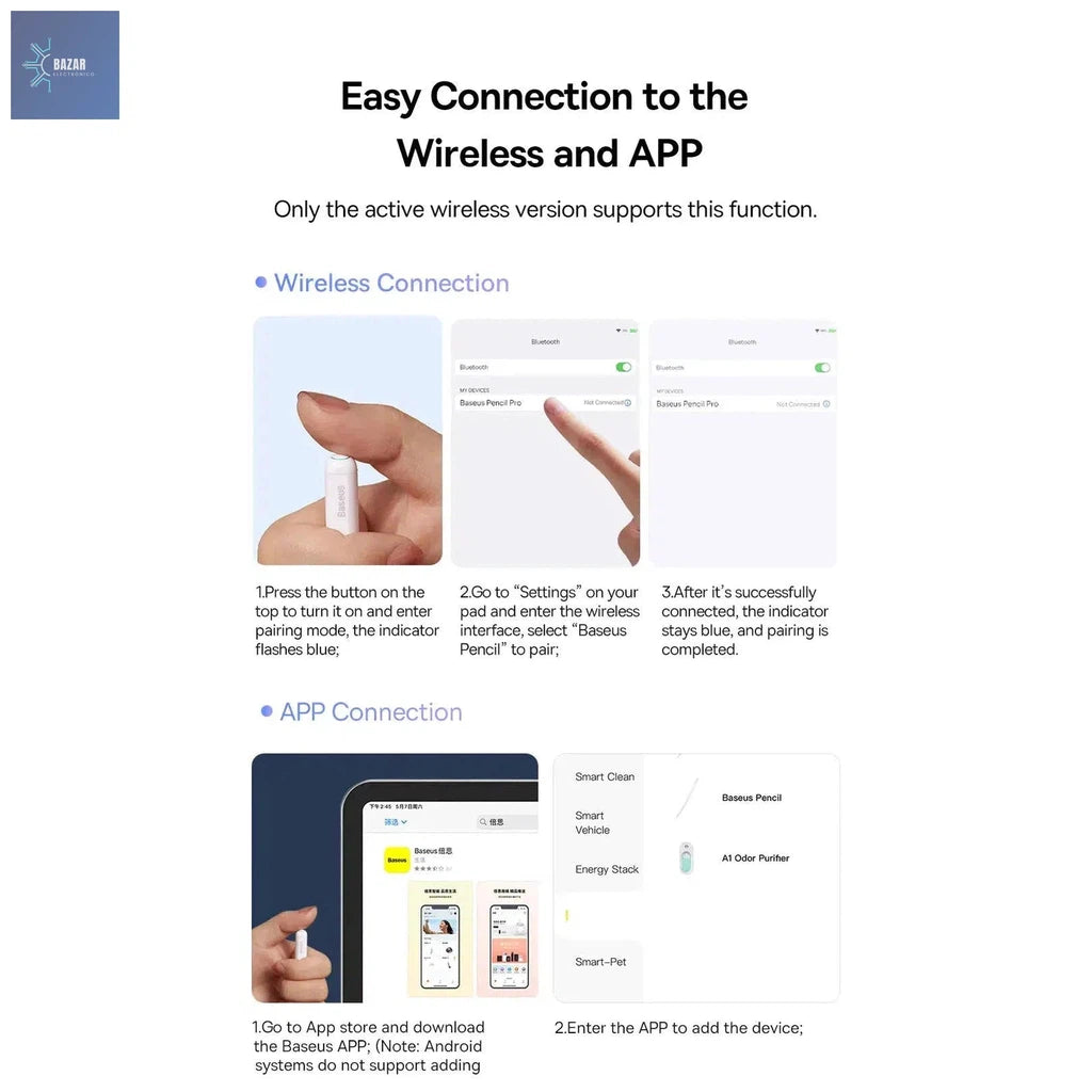 Lápiz Óptico Digital Baseus Gen2 con Rechazo de Palma | Precisión y Compatibilidad para iPad Pro, Mini 6 y Más-BAZAR ELECTRONICO-BAZAR ELECTRONICO