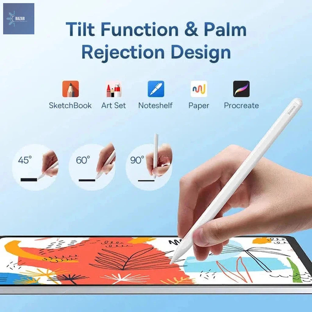 Lápiz Óptico Digital Baseus Gen2 con Rechazo de Palma | Precisión y Compatibilidad para iPad Pro, Mini 6 y Más-BAZAR ELECTRONICO-BAZAR ELECTRONICO