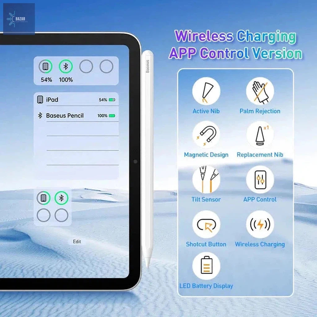 Lápiz Óptico Digital Baseus Gen2 con Rechazo de Palma | Precisión y Compatibilidad para iPad Pro, Mini 6 y Más-BAZAR ELECTRONICO-Stylus Only-BAZAR ELECTRONICO