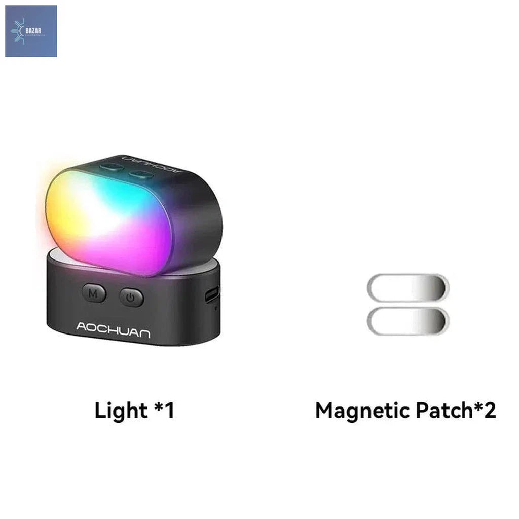 Luz de Relleno Magnética RGB con 7 Ajustes de Color y 3 Niveles de Brillo: Mejora tus Vídeos y Fotos con Iluminación Profesiona-BAZAR ELECTRONICO-Black-BAZAR ELECTRONICO