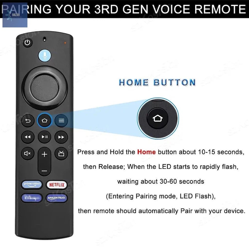 Mando a Distancia para Fire TV Stick de 3ª Generación: Control por Voz con Alexa, Compatible con Fire Cube y 4K MAX Lite-BAZAR ELECTRONICO-BAZAR ELECTRONICO