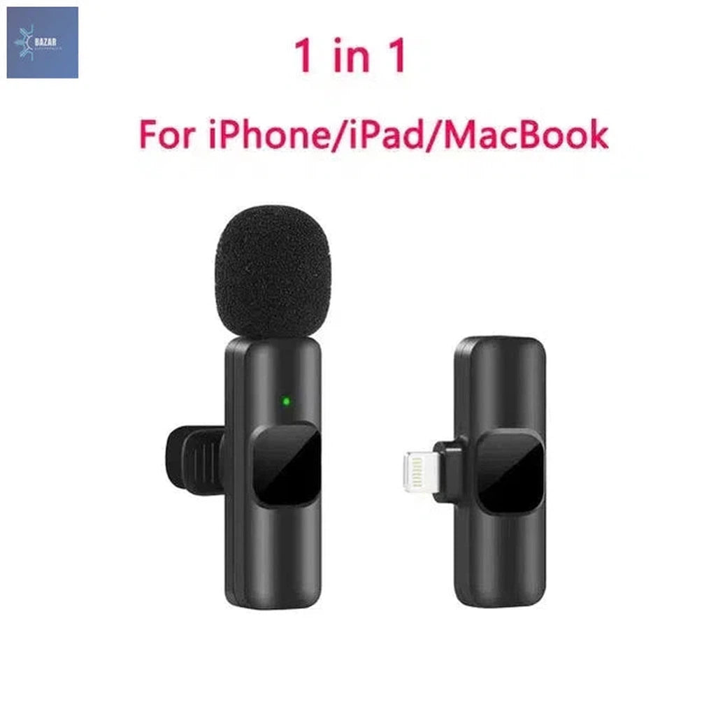 Micrófono Lavalier Inalámbrico para iPhone y Android – Grabación Profesional de Audio, Ideal para Vlogs y Transmisiones en Vivo-BAZAR ELECTRONICO-1in1 For IOS-BAZAR ELECTRONICO