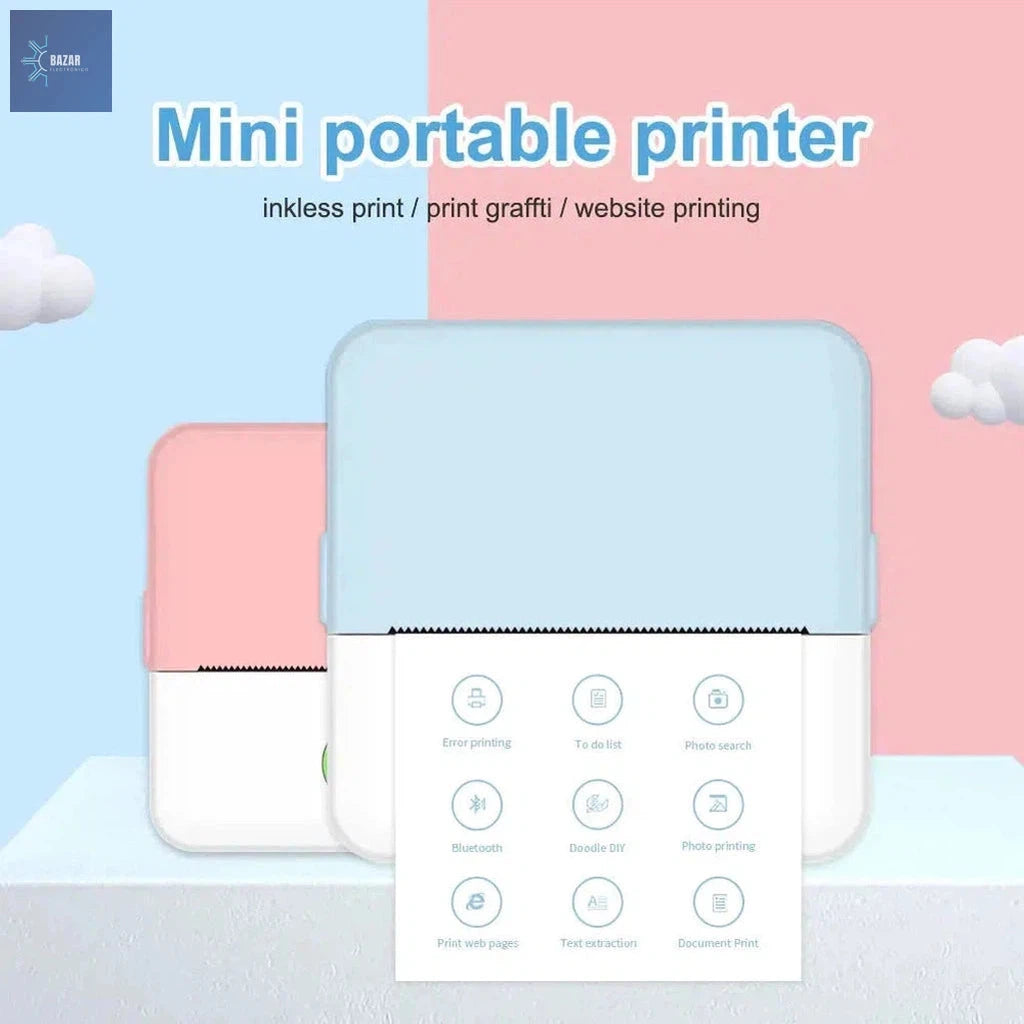Mini Impresora Térmica Portátil con Bluetooth | Impresión Móvil Inalámbrica para Android y iOS-BAZAR ELECTRONICO-BAZAR ELECTRONICO