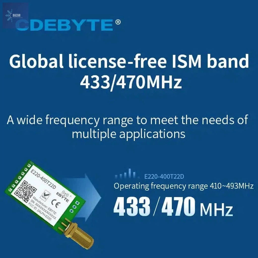 Módulo Inalámbrico LoRa 433/470MHz – Comunicación de Largo Alcance hasta 5km, Bajo Consumo y Antena SMA-K-BAZAR ELECTRONICO-BAZAR ELECTRONICO