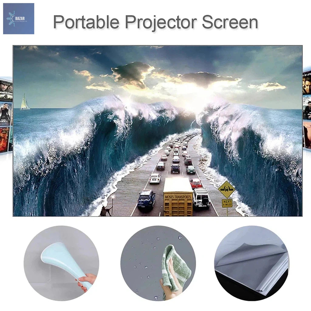 Pantalla de Proyector HD 16:9 Plegable: Experiencia Cinematográfica en Casa u Oficina-BAZAR ELECTRONICO-BAZAR ELECTRONICO