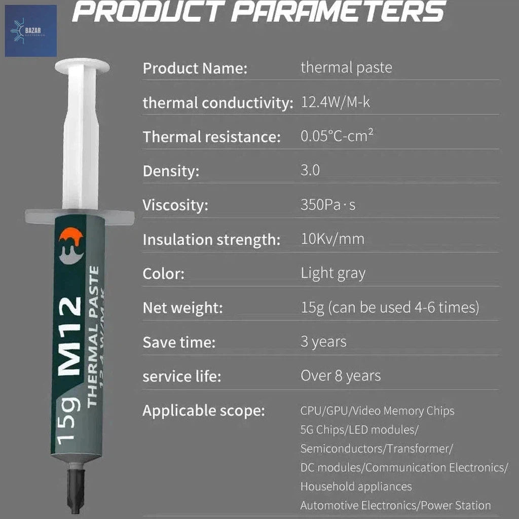 Pasta Térmica de Alto Rendimiento MJ 12.4 W/MK | Enfriamiento Eficiente para CPU, GPU y PS5-BAZAR ELECTRONICO-BAZAR ELECTRONICO