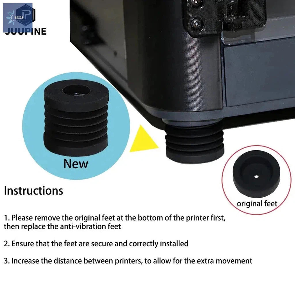 Pies Antivibración de Carbono para Impresoras 3D | Estabilidad y Protección para Bambolab P1S X1-BAZAR ELECTRONICO-BAZAR ELECTRONICO