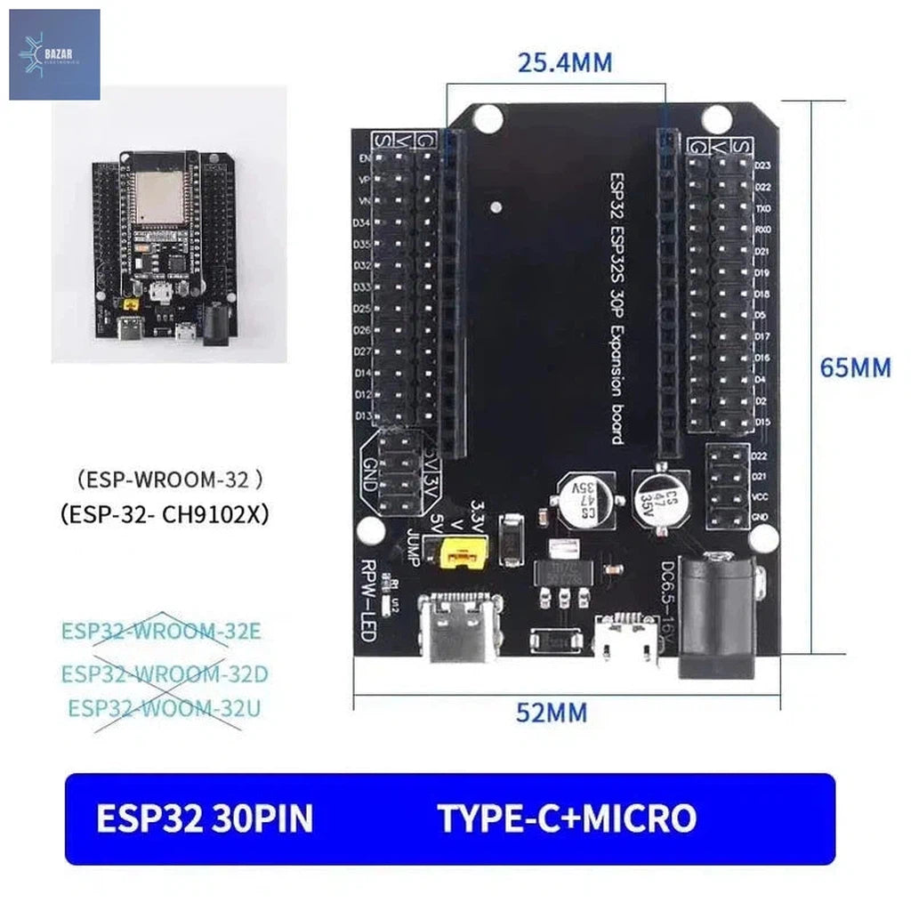 Placa de Desarrollo DRSAT ESP-WROOM-23 con WiFi y Bluetooth | Solución Dual para Proyectos IoT y Automatización-BAZAR ELECTRONICO-ESSP1-BAZAR ELECTRONICO