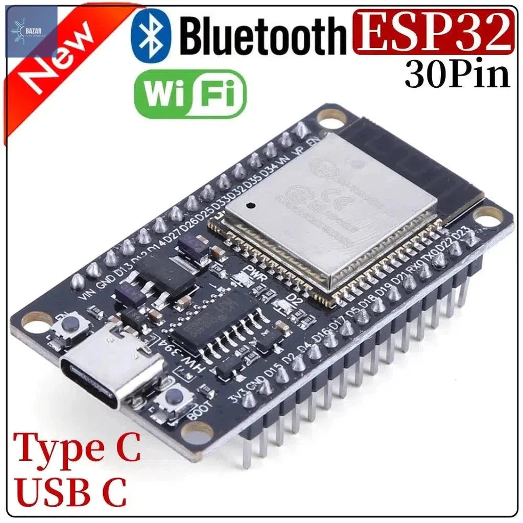 Placa de Desarrollo ESP32 con WiFi y Bluetooth | Solución Avanzada para Proyectos IoT y Automatización-BAZAR ELECTRONICO-BAZAR ELECTRONICO