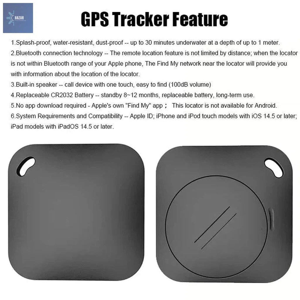 Rastreador GPS Inteligente con Bluetooth y Apple Find My para Protección de Niños, Mascotas y Objetos Valiosos-BAZAR ELECTRONICO-Black-BAZAR ELECTRONICO