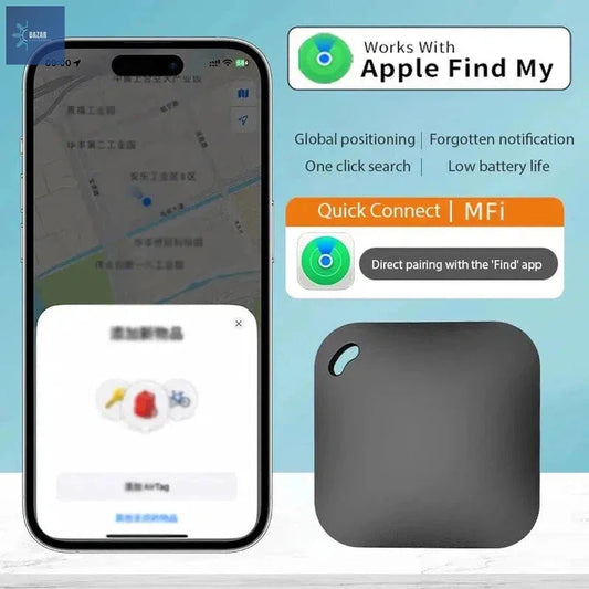 Rastreador GPS Inteligente con Bluetooth y Apple Find My para Protección de Niños, Mascotas y Objetos Valiosos-BAZAR ELECTRONICO-Black-BAZAR ELECTRONICO